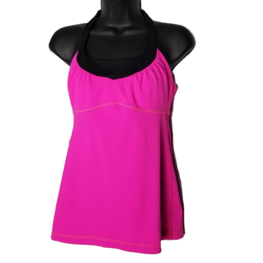Lululemon Pink Halter Tank Top Shelf Bra Built In Support Size Small